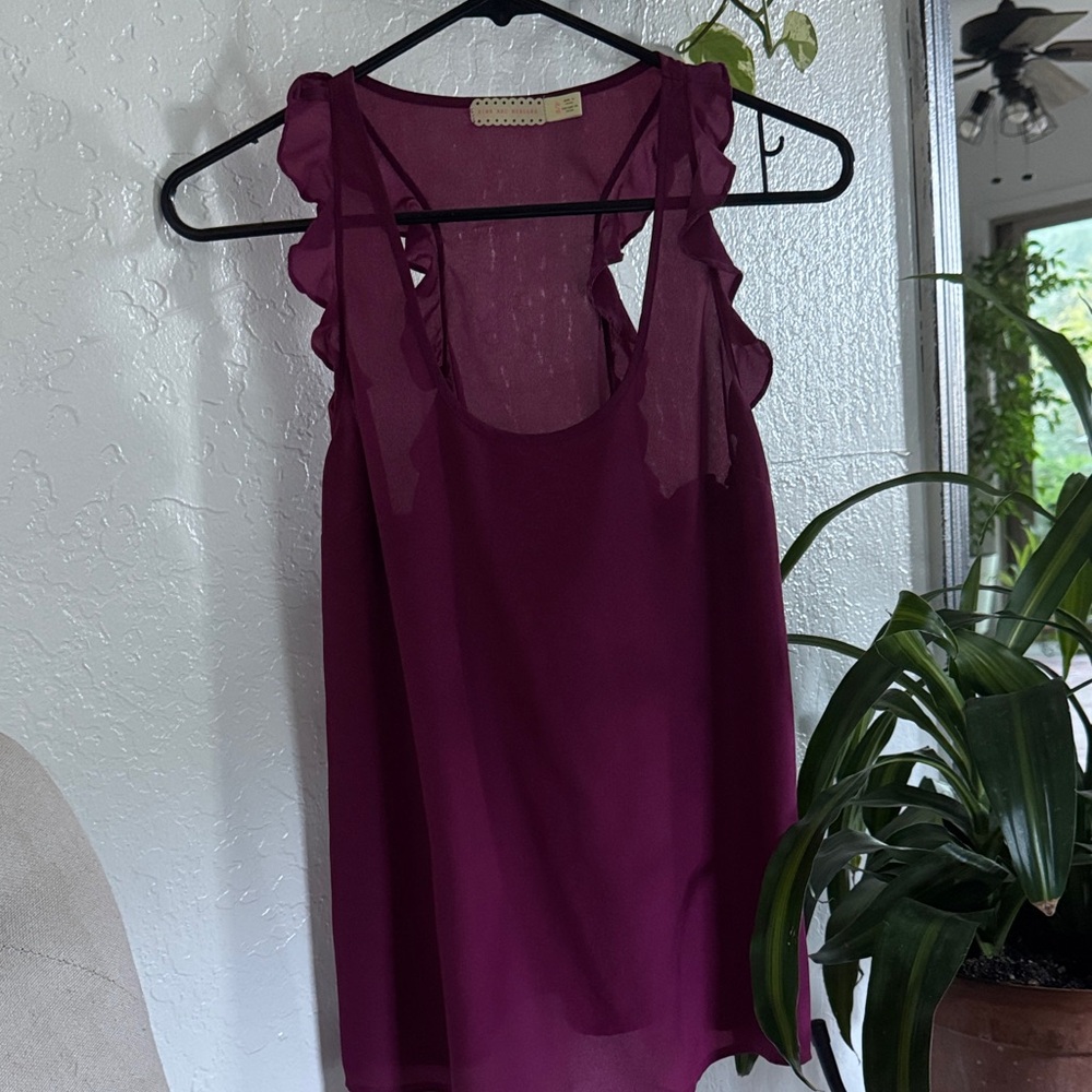 Pins & Needles Plum Ruffled Shoulder Camisole